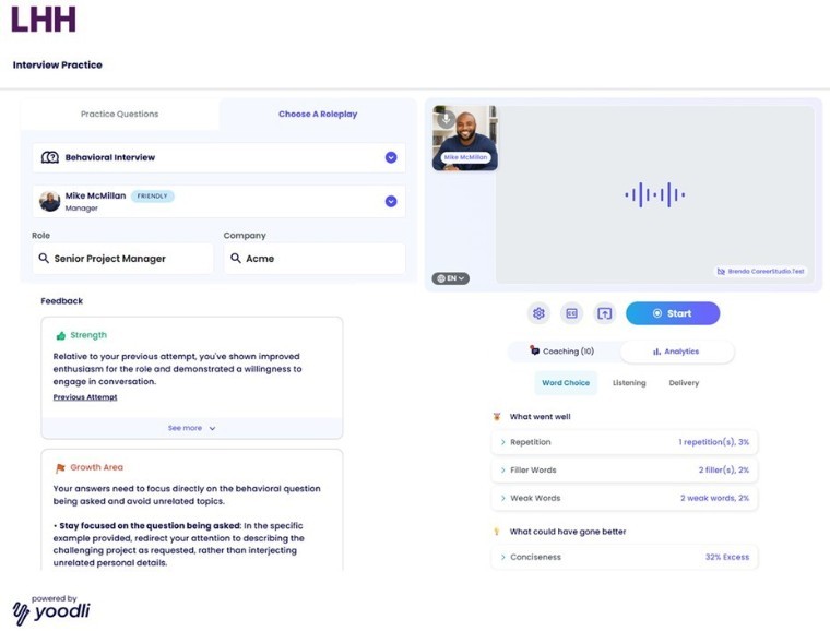 LHH lanza el Centro de Entrevistas LHH, con tecnología Yoodli