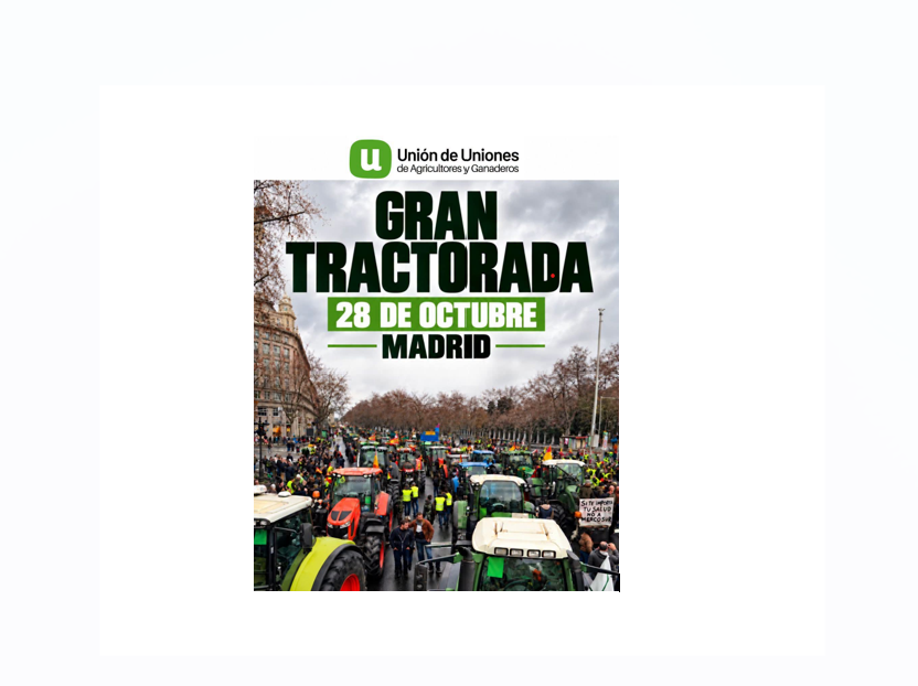 CONPYMES apoya la gran tractorada que tendrá lugar este miércoles 28 de octubre en Madrid para exigir medidas urgentes que garanticen la rentabilidad y el futuro del campo